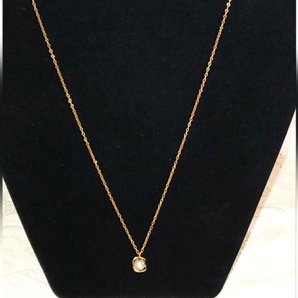 🗝Vtg Elegant Gold And Pearl Pendant Necklace 12k Gold Filled - Picture 3 of 5